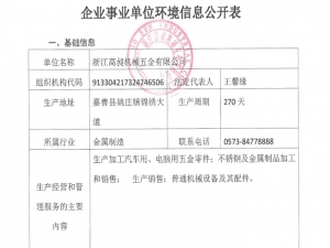 Environmental Information Disclosure Form of Enterprises and Institutions